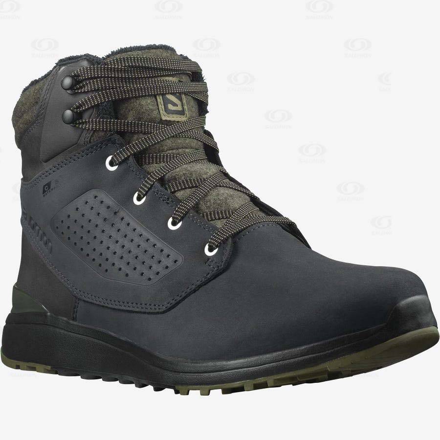 Black / Green Men's Salomon UTILITY WINTER CLIMASALOMON™ Waterproof Boots | USA-A1164