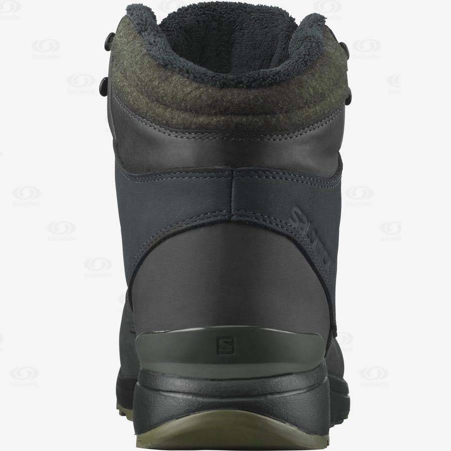 Black / Green Men's Salomon UTILITY WINTER CLIMASALOMON™ Waterproof Boots | USA-A1164