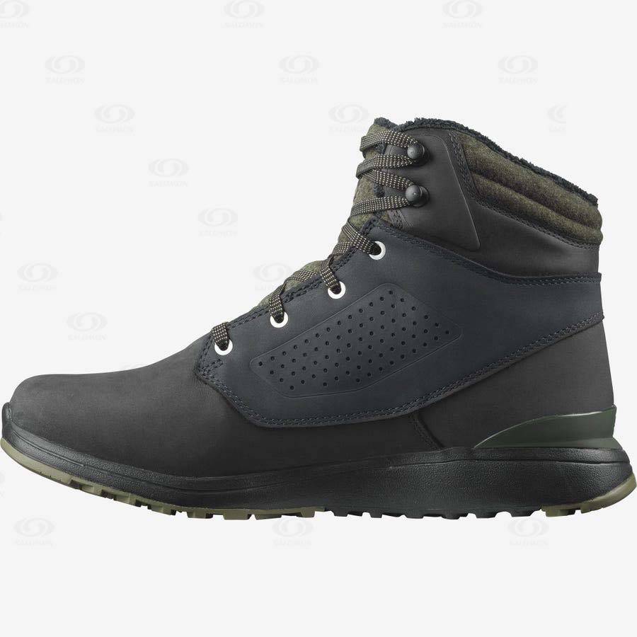 Black / Green Men's Salomon UTILITY WINTER CLIMASALOMON™ Waterproof Boots | USA-A1164