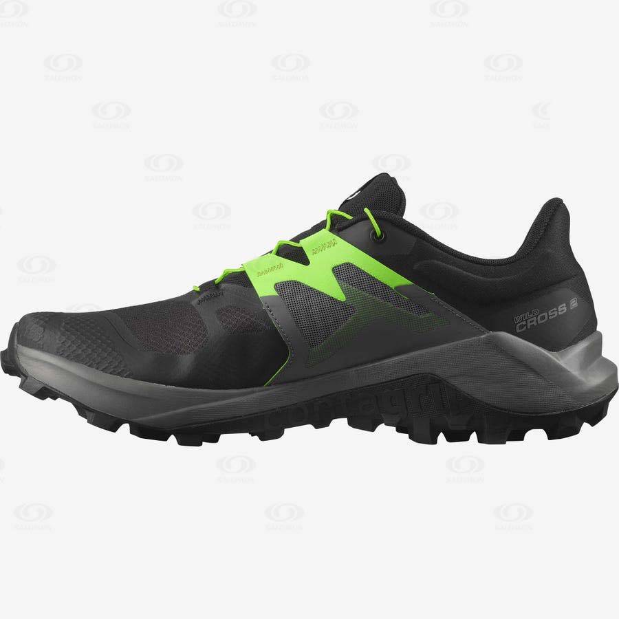 Black / Green Men's Salomon WILDCROSS 2 Trail Running Shoes | USA-W1440