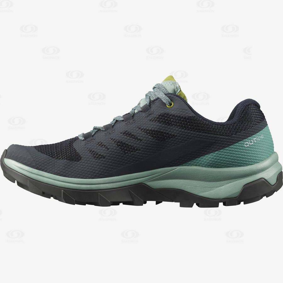 Black / Green Women's Salomon OUTLINE GORE-TEX Hiking Shoes | USA-M2434