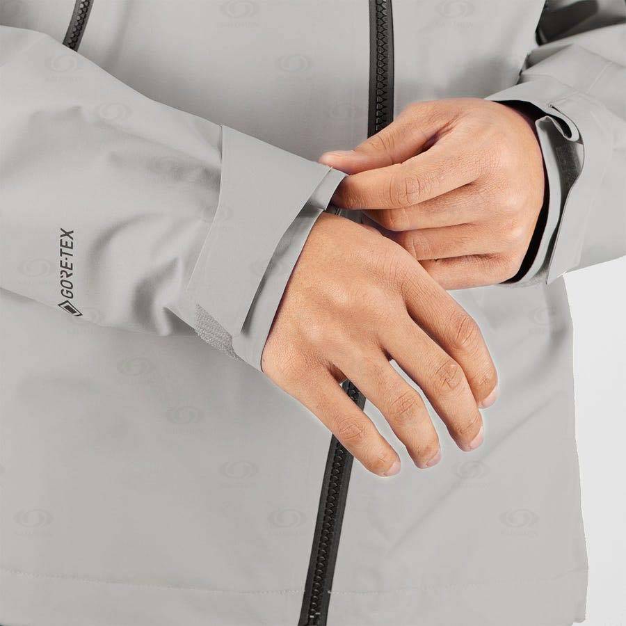 Black / Grey Men's Salomon OUTLINE GORE-TEX HYBRID Waterproof Jackets | USA-A1955