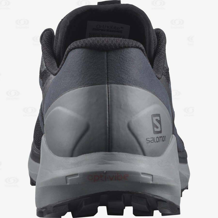 Black / Grey Men's Salomon SENSE RIDE 4 Trail Running Shoes | USA-M2007