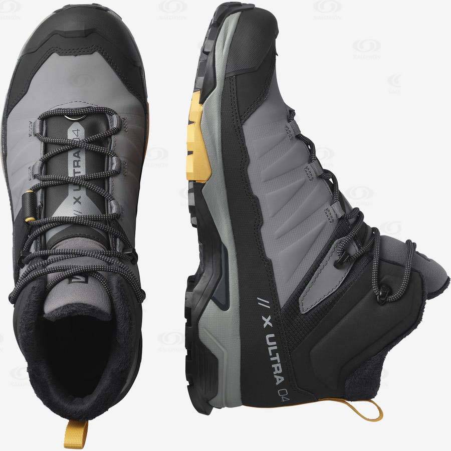 Black / Grey Men's Salomon X ULTRA 4 MID WINTER THINSULATE™ CLIMASALOMON™ WATERPROOF Winter Boots | USA-O2461