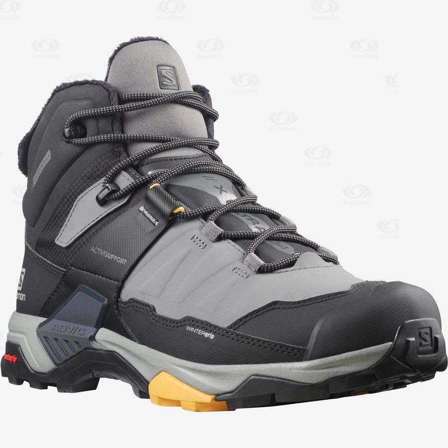 Black / Grey Men's Salomon X ULTRA 4 MID WINTER THINSULATE™ CLIMASALOMON™ WATERPROOF Winter Boots | USA-O2461