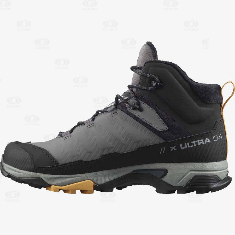 Black / Grey Men's Salomon X ULTRA 4 MID WINTER THINSULATE™ CLIMASALOMON™ WATERPROOF Winter Boots | USA-O2461