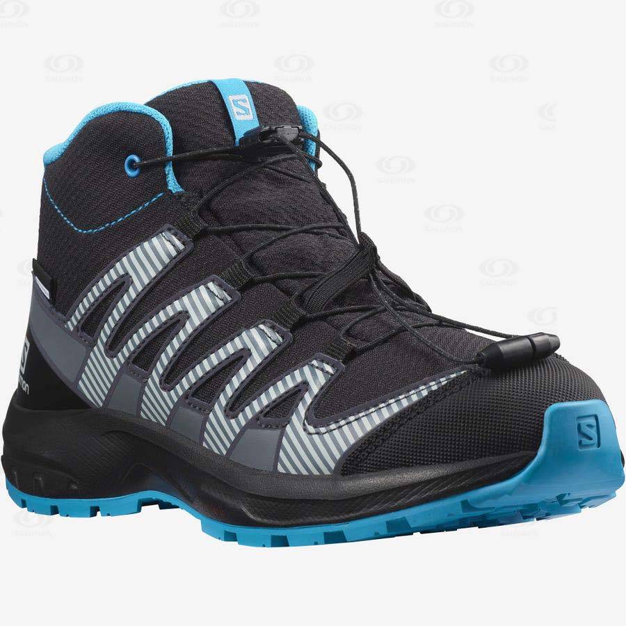 Black Kids' Salomon XA PRO V8 MID CLIMASALOMON™ WATERPROOF Hiking Shoes | USA-A2284