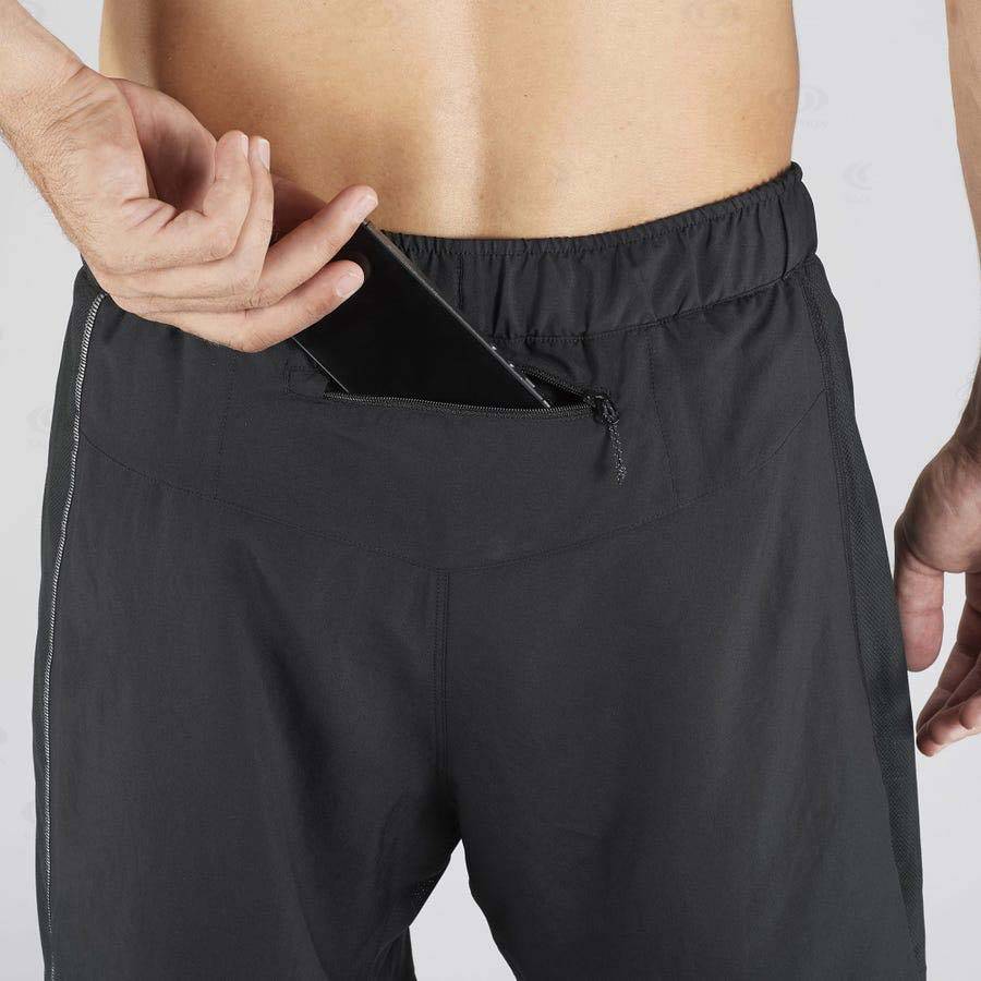 Black Men's Salomon AGILE 2IN1 Shorts | USA-O1938