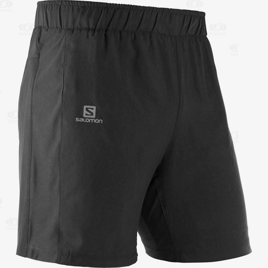 Black Men\'s Salomon AGILE 2IN1 Shorts | USA-O1938