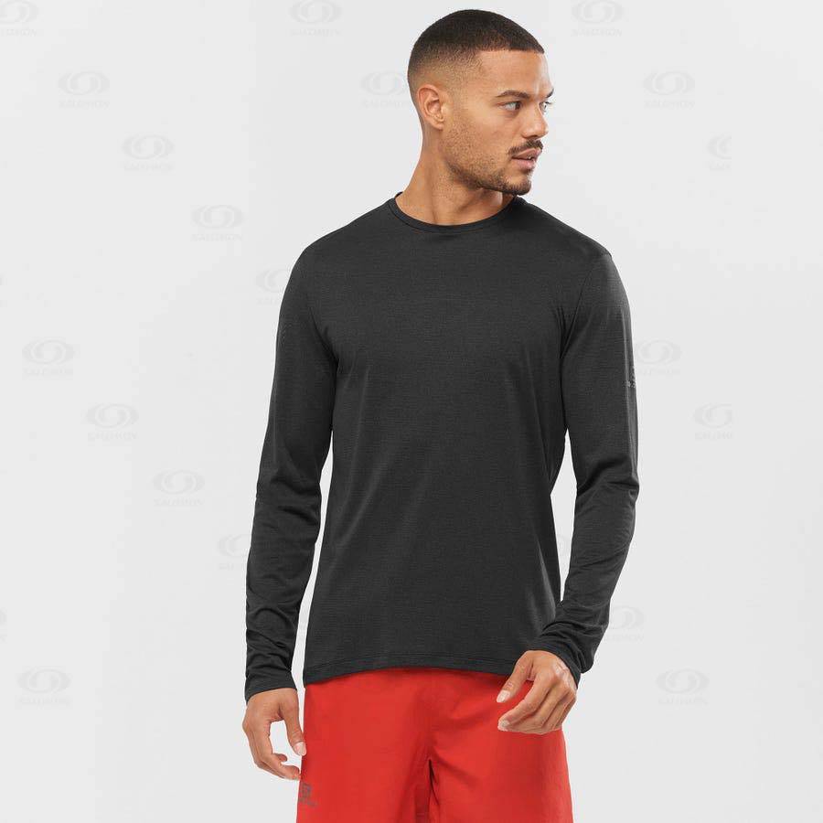 Black Men's Salomon AGILE T Shirts | USA-N2191