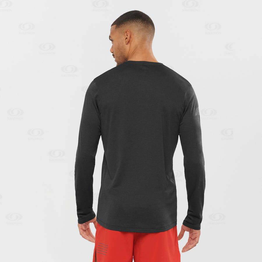 Black Men's Salomon AGILE T Shirts | USA-N2191