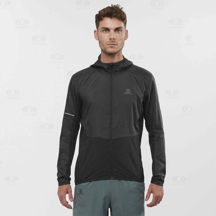 Black Men's Salomon AGILE WIND Windbreaker | USA-A2186