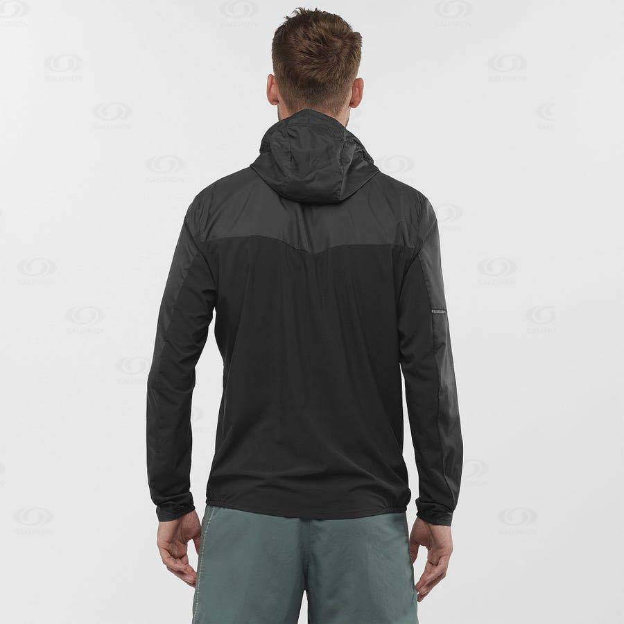 Black Men's Salomon AGILE WIND Windbreaker | USA-A2186