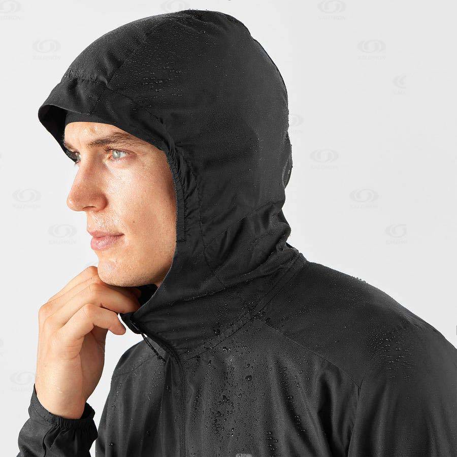 Black Men's Salomon AGILE WIND Windbreaker | USA-A2186