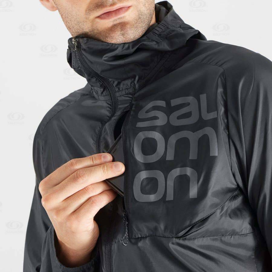 Black Men's Salomon BONATTI CROSS WIND Windbreaker | USA-O1280