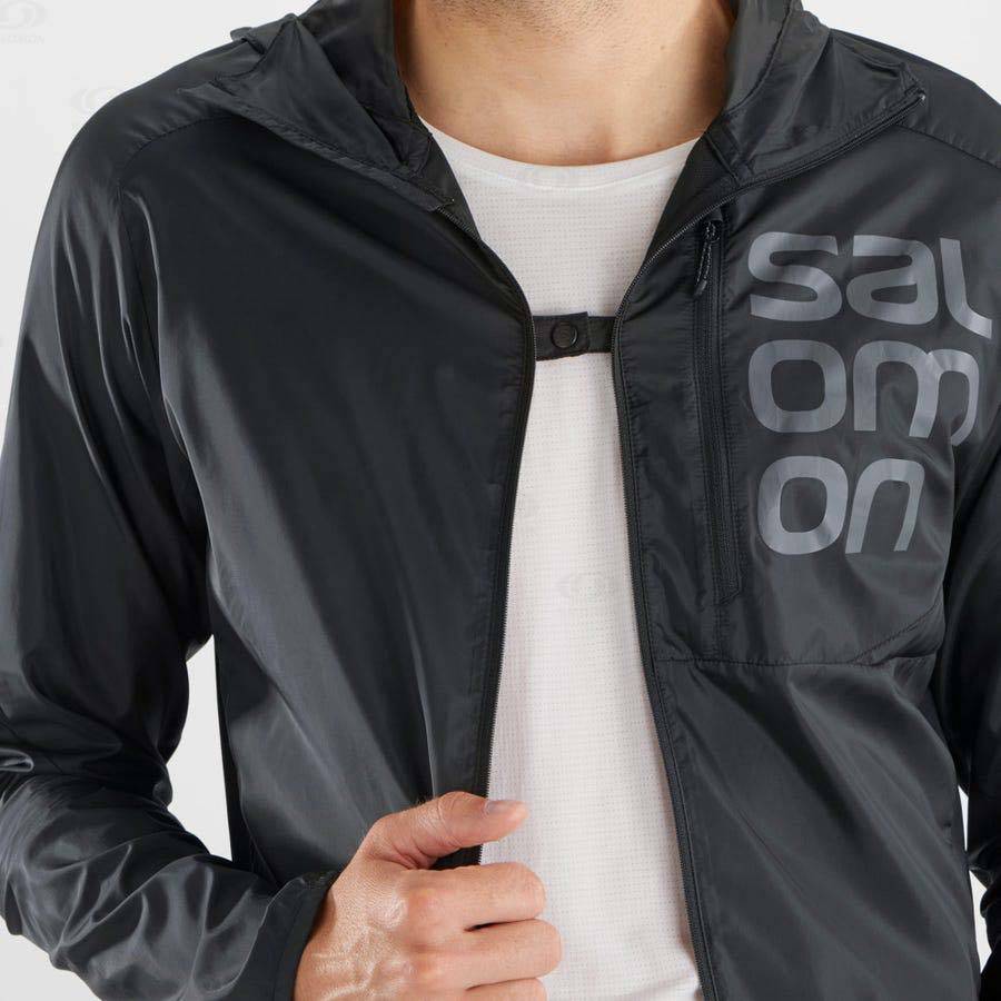 Black Men's Salomon BONATTI CROSS WIND Windbreaker | USA-O1280