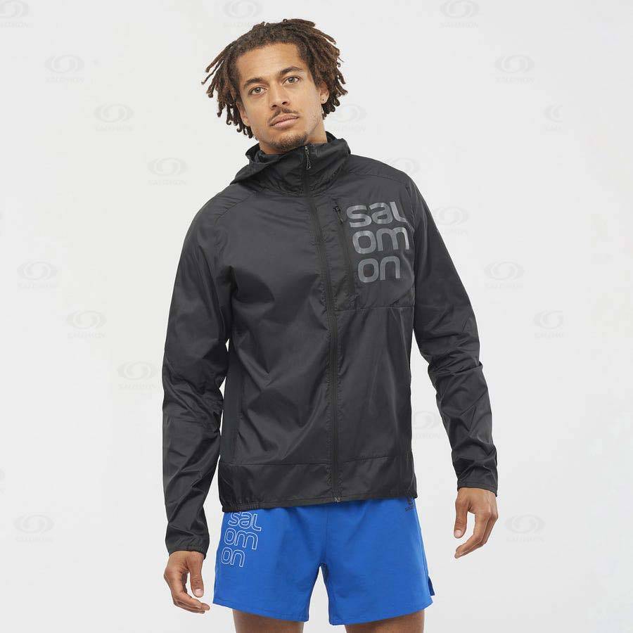 Black Men's Salomon BONATTI CROSS WIND Windbreaker | USA-O1280