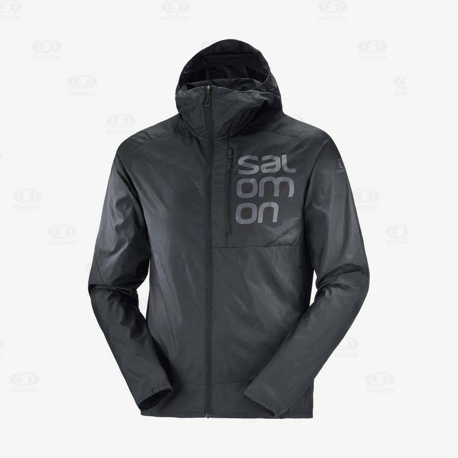 Black Men\'s Salomon BONATTI CROSS WIND Windbreaker | USA-O1280