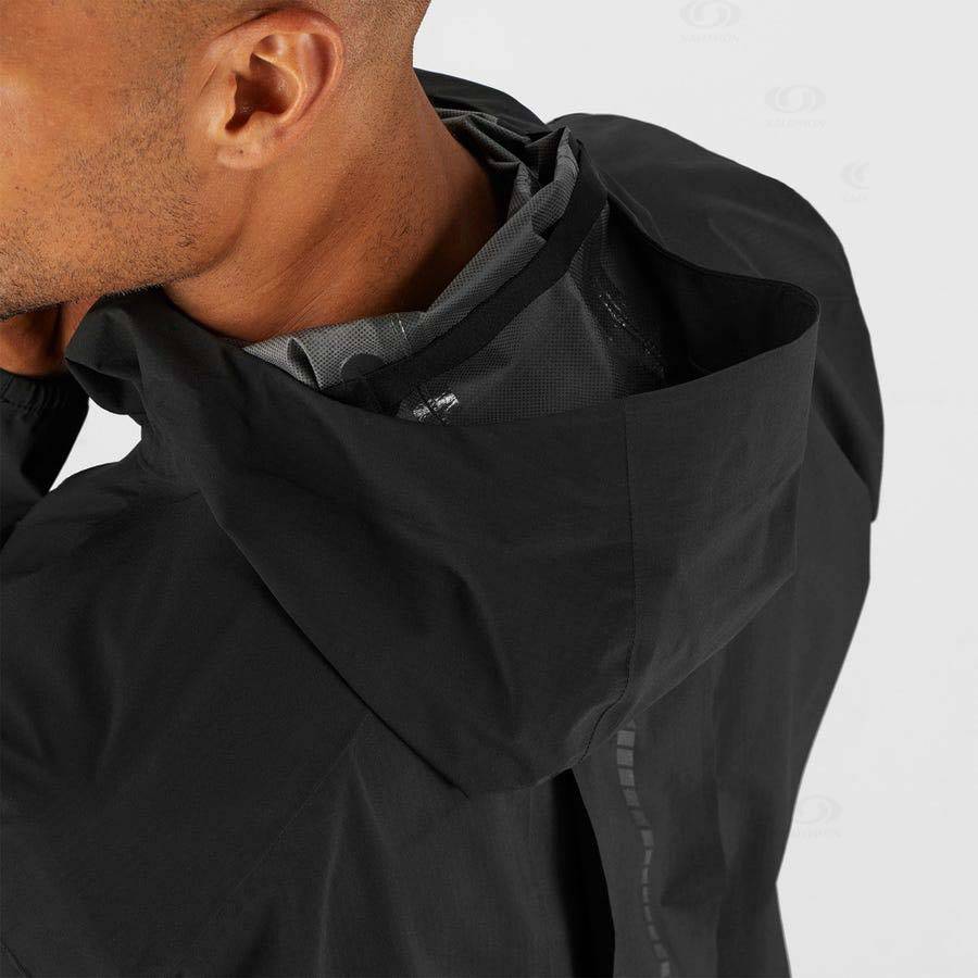 Black Men's Salomon BONATTI TRAIL Waterproof Jackets | USA-O2253