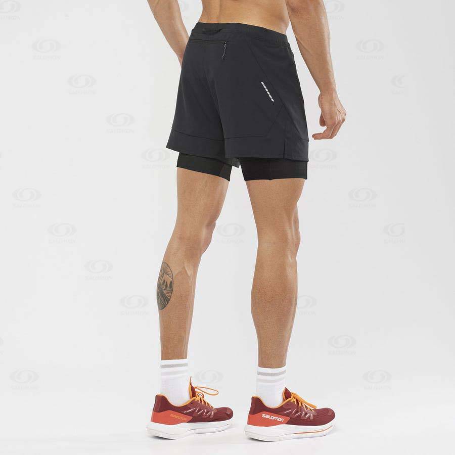 Black Men's Salomon CROSS 2IN1 Shorts | USA-O1105