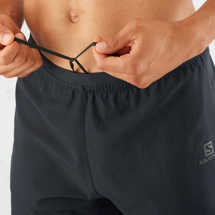 Black Men's Salomon CROSS 2IN1 Shorts | USA-O1105