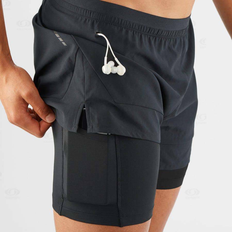 Black Men's Salomon CROSS 2IN1 Shorts | USA-O1105