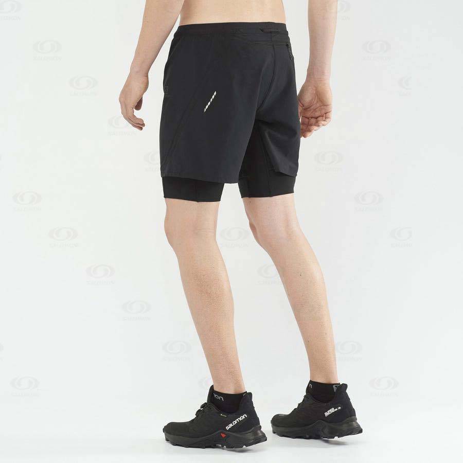 Black Men's Salomon CROSS TWINSKIN Shorts | USA-N1225