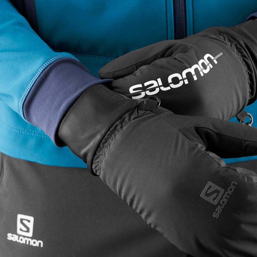 Black Men's Salomon CROSS WINTER TRAINING Gloves | USA-A2466