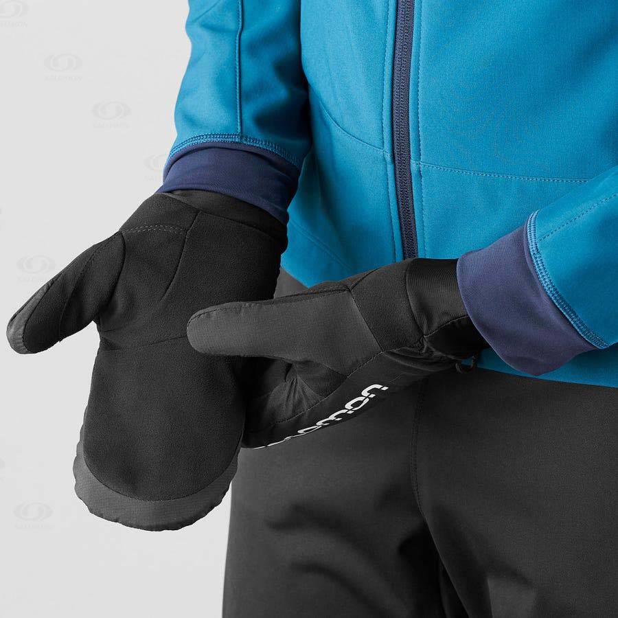 Black Men's Salomon CROSS WINTER TRAINING Gloves | USA-A2466