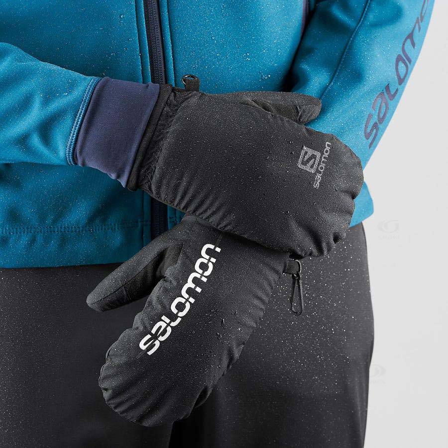 Black Men's Salomon CROSS WINTER TRAINING Gloves | USA-A2466