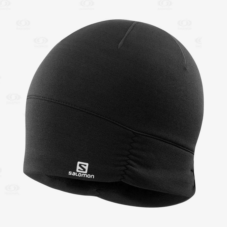 Black Men\'s Salomon ELEVATE WARM Hats | USA-O1831