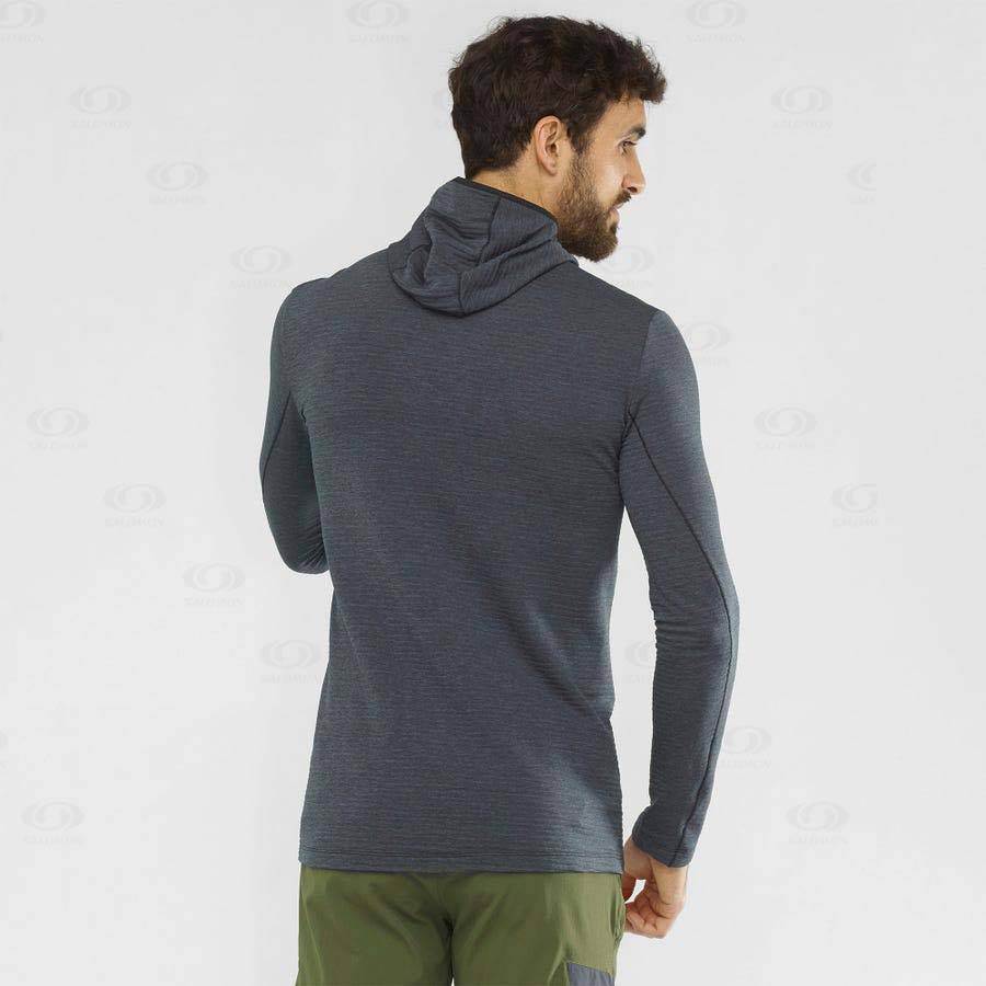 Black Men's Salomon ESSENTIAL LIGHTWARM HOODED Hoodie | USA-A1577