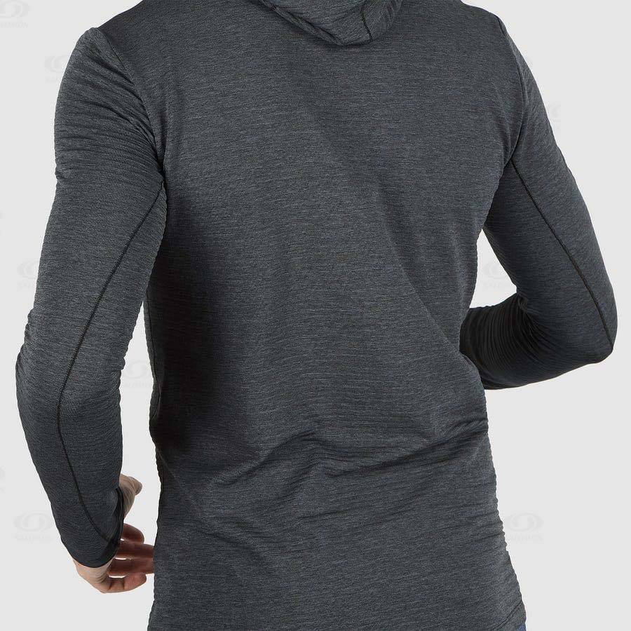 Black Men's Salomon ESSENTIAL LIGHTWARM HOODED Hoodie | USA-A1577