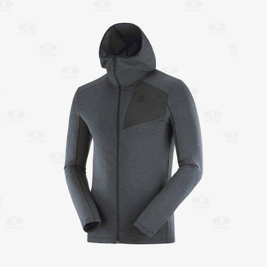 Black Men\'s Salomon ESSENTIAL LIGHTWARM HOODED Hoodie | USA-A1577