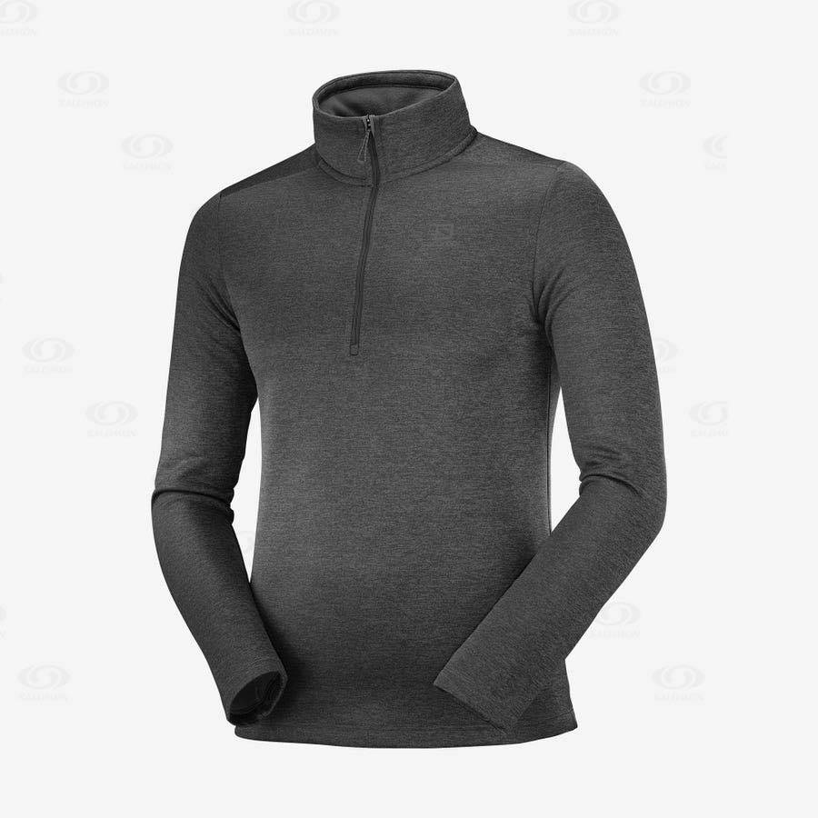 Black Men\'s Salomon ESSENTIAL LIGHTWARM SEAMLESS Hoodie | USA-W1730