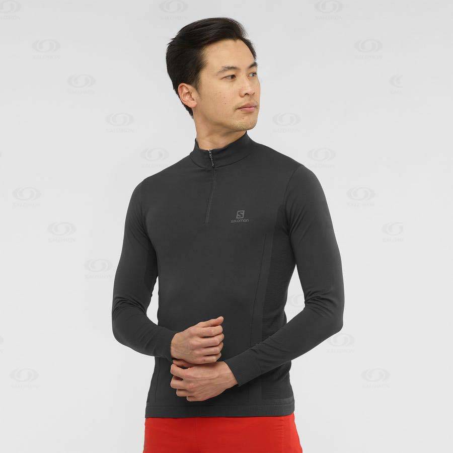 Black Men's Salomon ESSENTIAL SEAMLESS Hoodie | USA-L2061