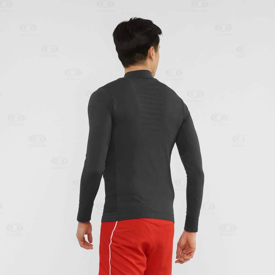 Black Men's Salomon ESSENTIAL SEAMLESS Hoodie | USA-L2061