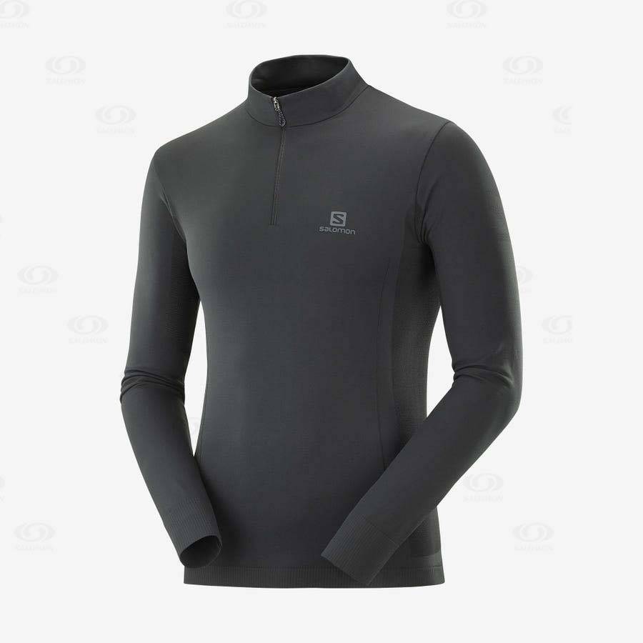 Black Men\'s Salomon ESSENTIAL SEAMLESS Hoodie | USA-L2061