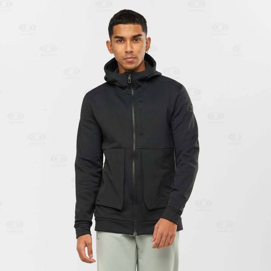 Black Men's Salomon ESSENTIAL WARM FLEECE Hoodie | USA-L2306