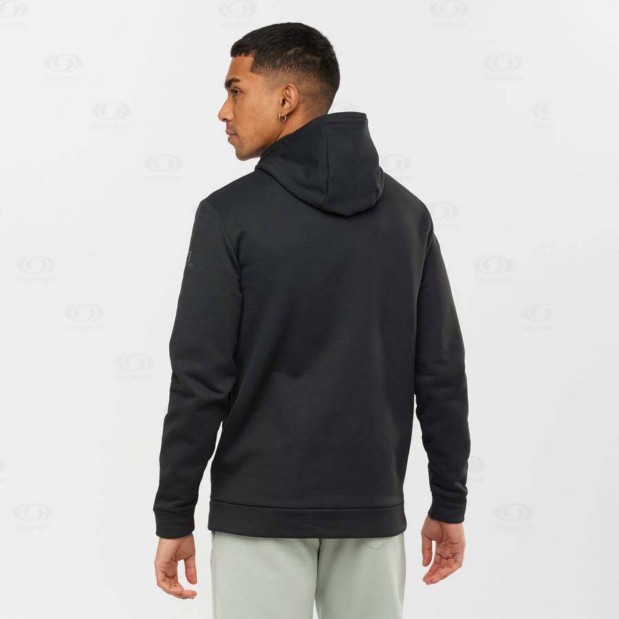 Black Men's Salomon ESSENTIAL WARM FLEECE Hoodie | USA-L2306