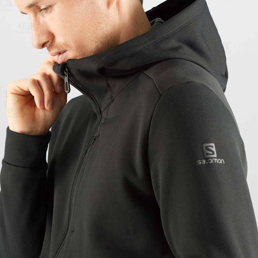 Black Men's Salomon ESSENTIAL WARM FLEECE Hoodie | USA-L2306