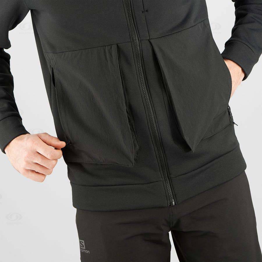 Black Men's Salomon ESSENTIAL WARM FLEECE Hoodie | USA-L2306