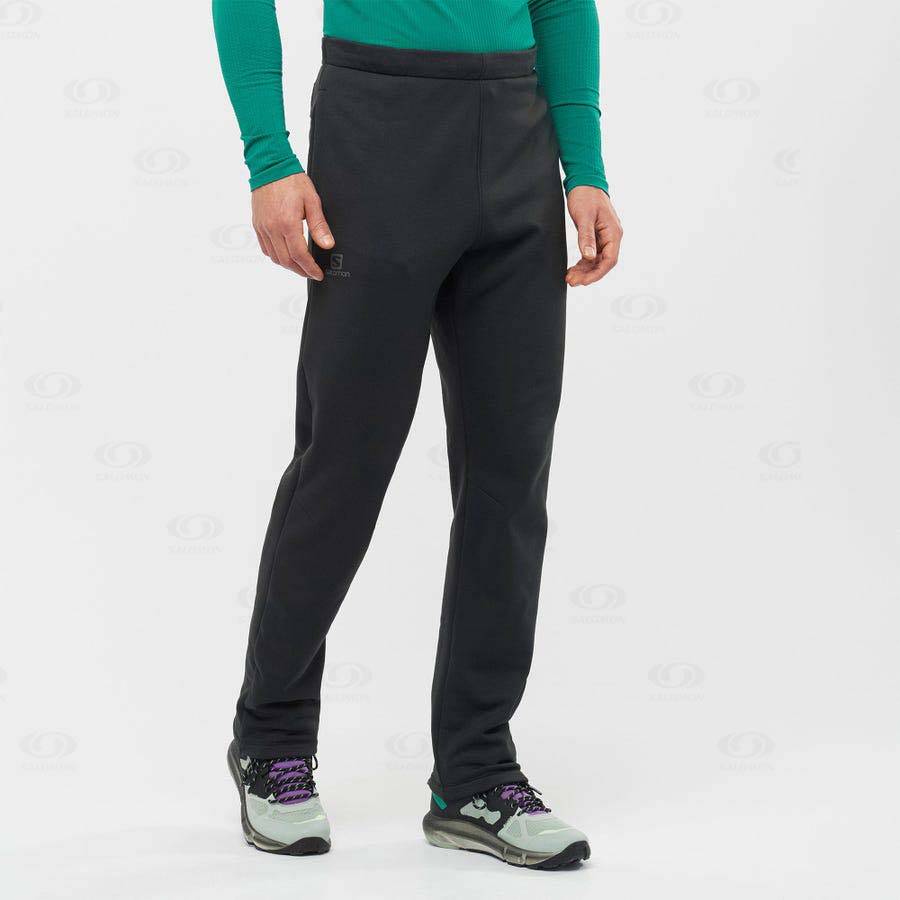 Black Men's Salomon ESSENTIAL WARM FLEECE Pants | USA-N1162