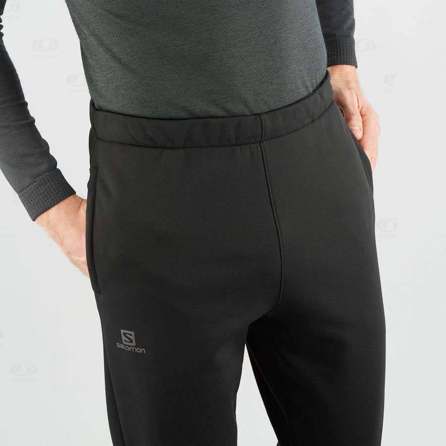 Black Men's Salomon ESSENTIAL WARM FLEECE Pants | USA-N1162