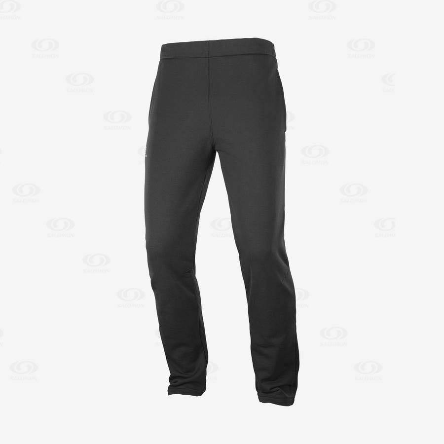 Black Men\'s Salomon ESSENTIAL WARM FLEECE Pants | USA-N1162