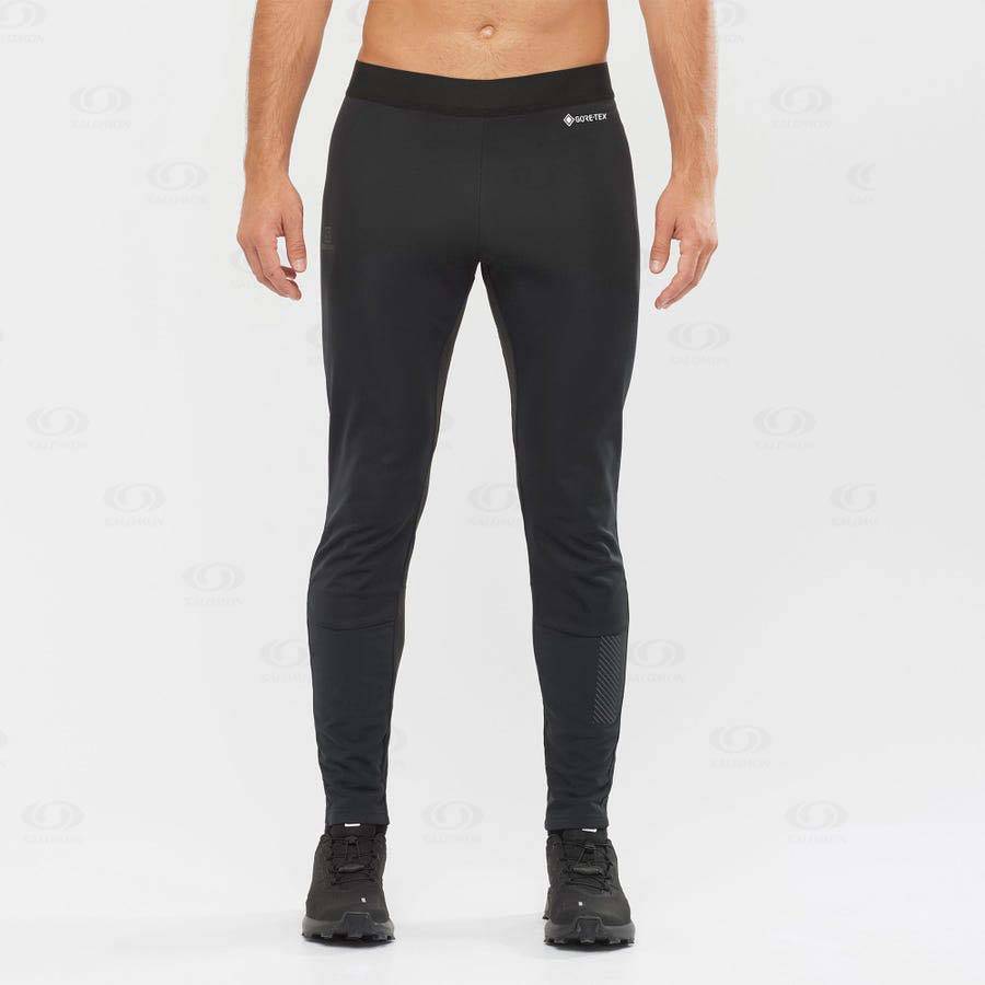 Black Men's Salomon GORE TEX INFINIUM™ WINDSTOPPER® Running Tights | USA-S1506