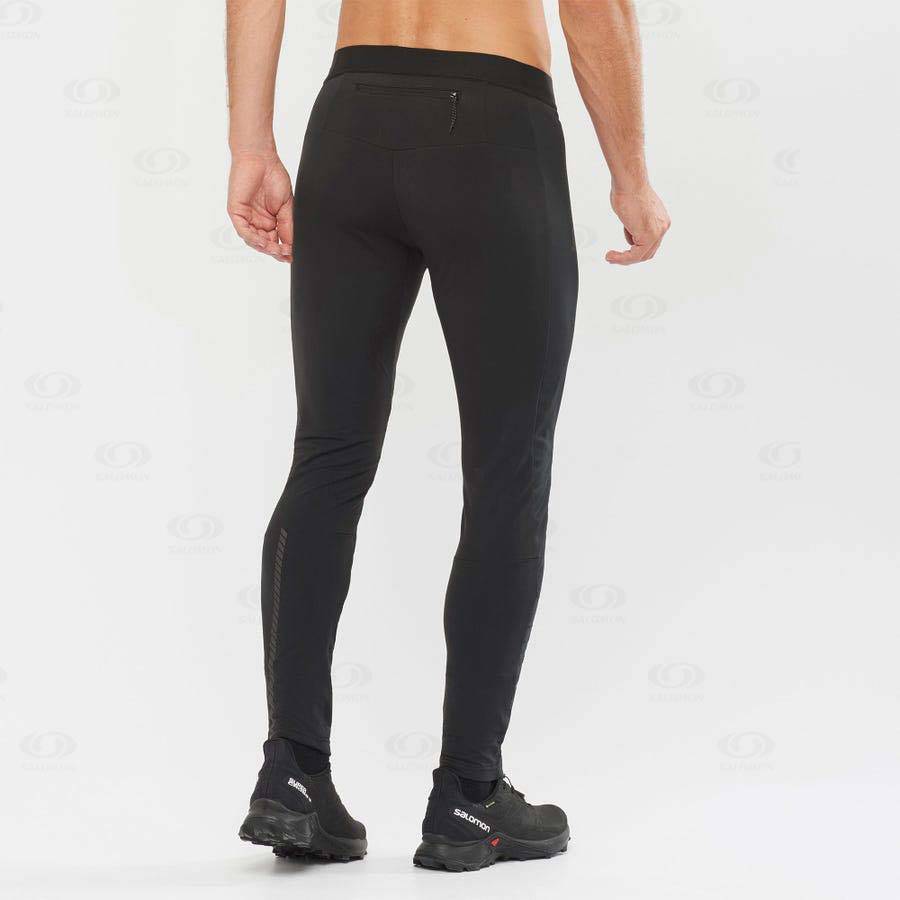 Black Men's Salomon GORE TEX INFINIUM™ WINDSTOPPER® Running Tights | USA-S1506