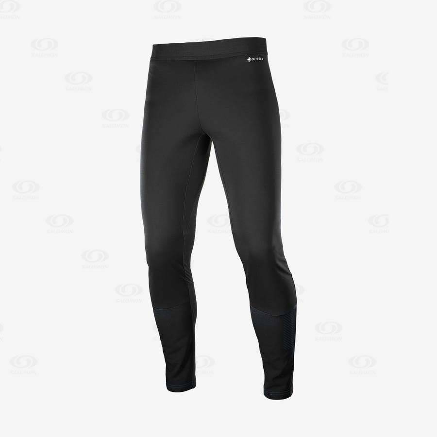 Black Men\'s Salomon GORE TEX INFINIUM™ WINDSTOPPER® Running Tights | USA-S1506