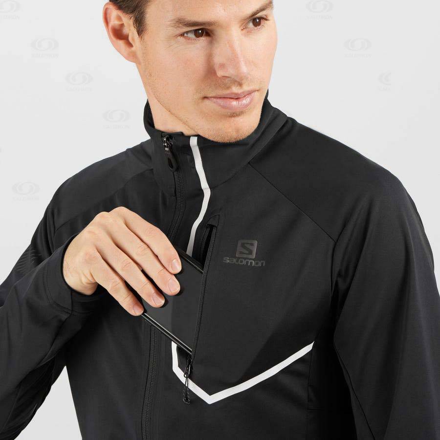 Black Men's Salomon GORE-TEX INFINIUM™ WINDSTOPPER® PRO Softshell Jackets | USA-S2549