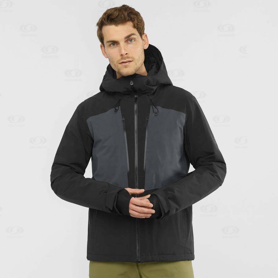 Black Men's Salomon HIGHLAND Insulated Jackets | USA-N1120